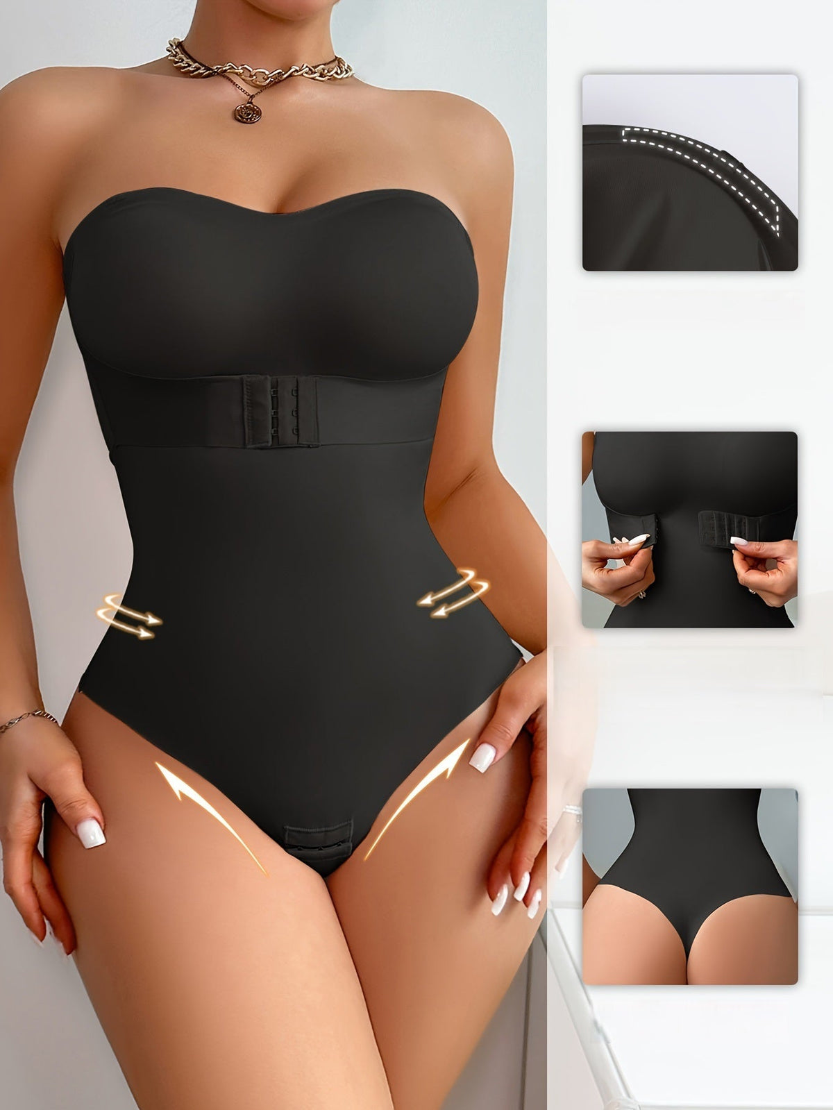 Women’s Full Body Shapewear Bodysuit – Seamless Slimming Underwear with Hip Liner, Waist Cincher, and Comfortable Braless Design