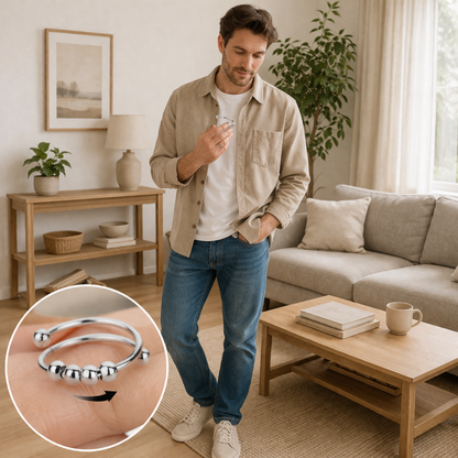Anti-Stress Sunflower Spinner Ring – Stainless Steel Anxiety Fidget Jewelry for Women with Rotating Sun Star Design Christmas Gift.