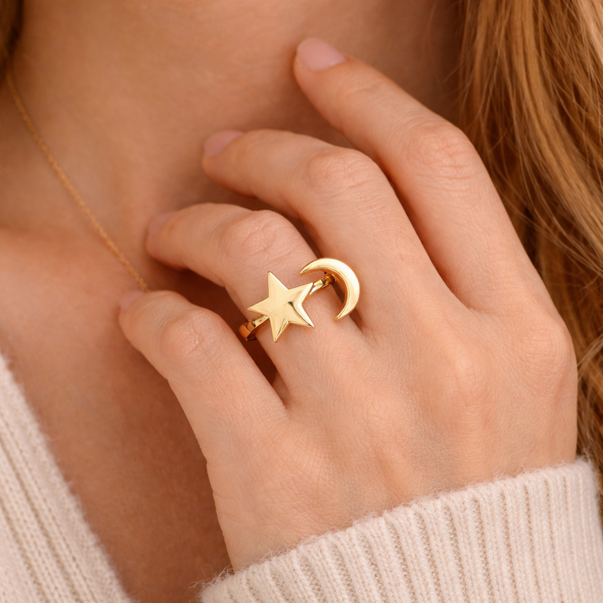 Anti-Stress Sunflower Spinner Ring – Stainless Steel Anxiety Fidget Jewelry for Women with Rotating Sun Star Design Christmas Gift.