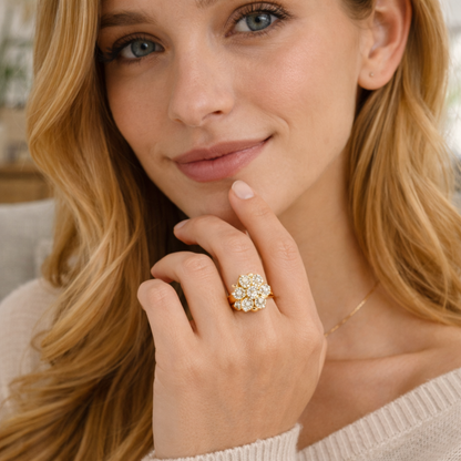 Anti-Stress Sunflower Spinner Ring – Stainless Steel Anxiety Fidget Jewelry for Women with Rotating Sun Star Design Christmas Gift.