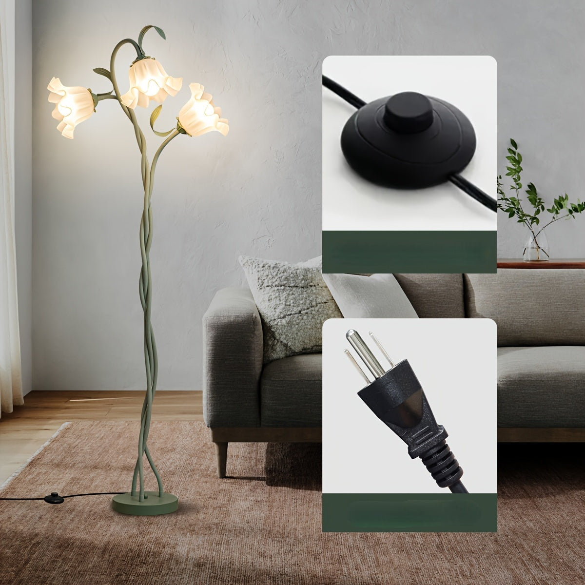 Flexible Art Deco Flower Floor Lamp – Creative Adjustable LED Lighting for Bedroom, Living Room, Office, and Unique Home Decoration