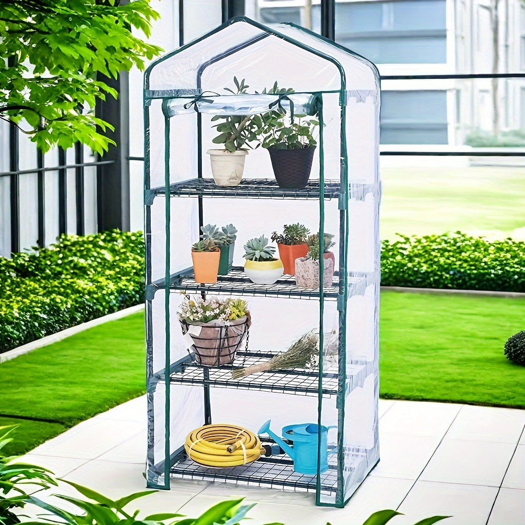 Greenhouse PVC Plant Protector Cover – 4-Tier Transparent Waterproof Replacement Cover for Garden Plant Shelter, Indoor and Outdoor Use