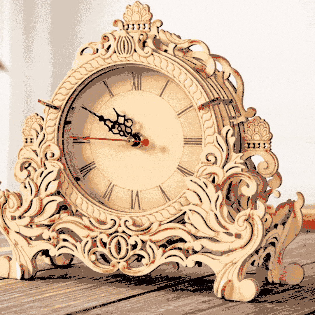 DIY Wooden Clock Puzzle Model Kit – 3D DIY Desktop Architectural Building Blocks with Functional Clock for Home Decor and Gifts