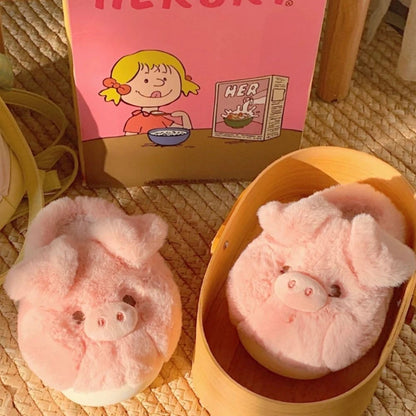 Fluffy Piggy Winter Slippers – Warm Indoor Platform Shoes for Ultimate Winter Comfort