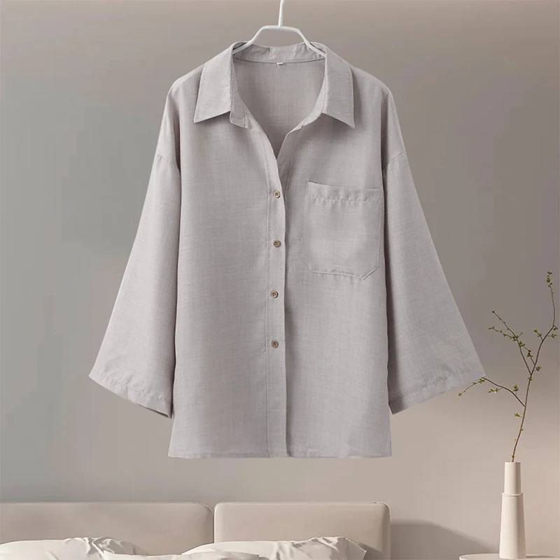 Solid Shirt & Wide-Leg Pants Set – Summer Vintage Streetwear for Women, Button-Down Blouse & Elegant Trousers