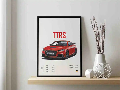 Retro German Supercar Poster Set – Pop Aesthetic Canvas Wall Art Featuring M8, M4, R8, RS6 for Garage or Home Decor