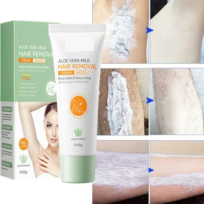 Hair Removal Cream – Aloe Vera Depilatory Cream for Underarms, Arms, Legs & Body, 60 g