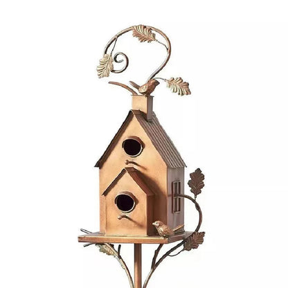Avaiaries Metal Fake Birdhouse Garden Decor – Outdoor Courtyard Birdhouse Sculpture for Garden Landscaping and Decorative Accents