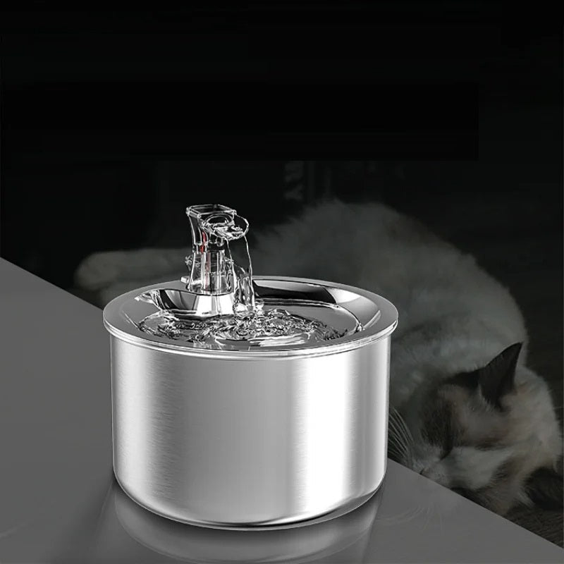 Stainless Steel Pet Water Fountain – 2L  Automatic Dispenser with Optional Sensor & Heater
