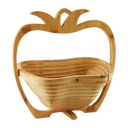 Bamboo Folding Fruit Basket & Cutting Board – Collapsible Vegetable Tray Doubles as Chopping Block & Space-Saving Food Storage Solution