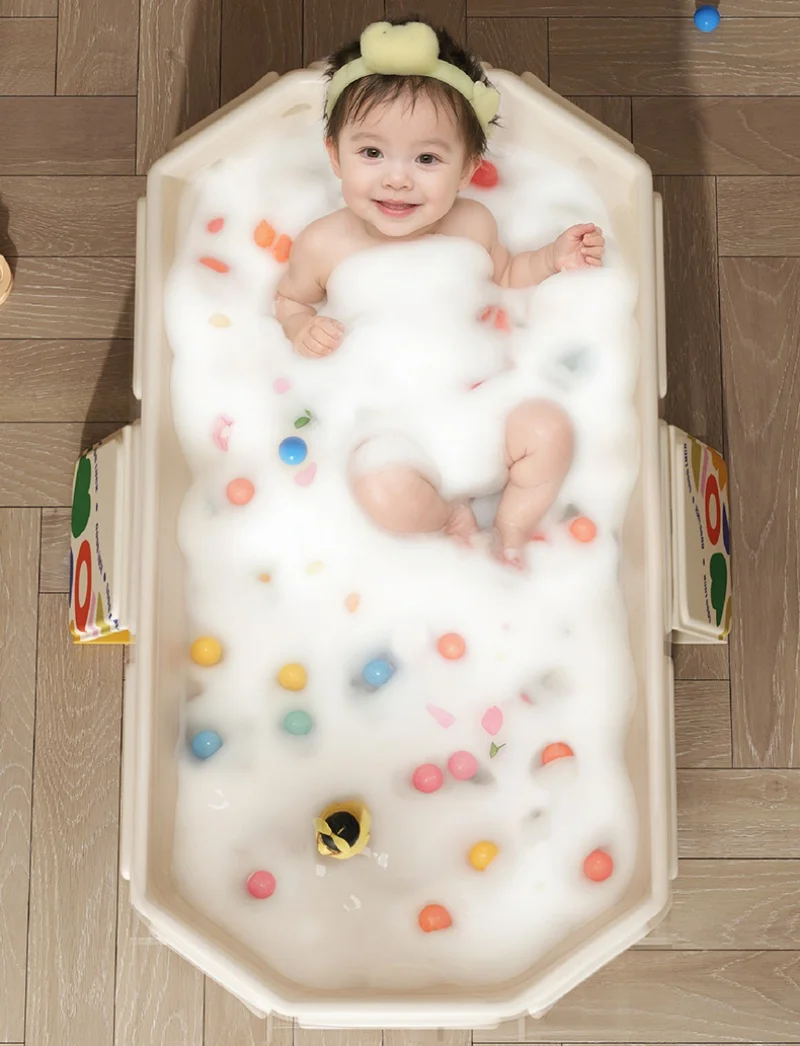 Kids Portable Collapsible Bathtub – Odor-Free, Space-Saving PVC Bath Tub with Anti-Slip Base, Ideal for Home or Travel for Ages 0–8
