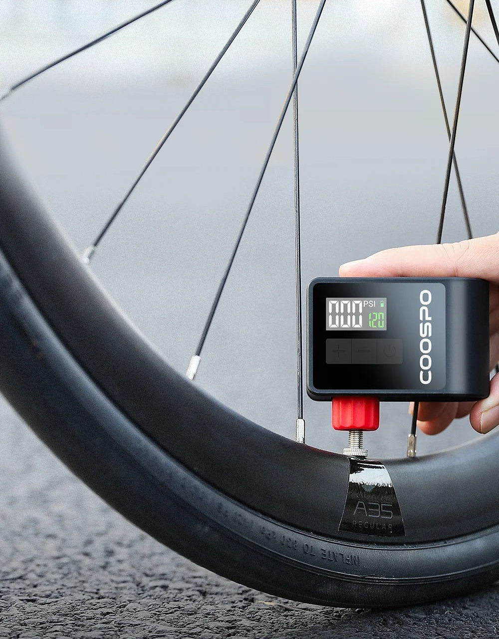 Mini Electric Bike Pump – Digital Inflator with 120PSI, Portable Rechargeable Air Compressor for Road, MTB, Schrader & Presta