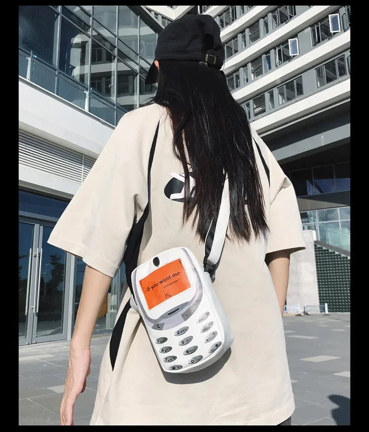 Vintage Telephone Messenger Backpack – Large Capacity Funny Travel and School Bag for Students and Street Style Lovers