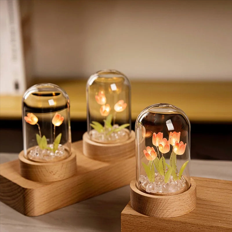 Handmade Tulip Night Light – DIY Romantic Flower Lamp for Bedroom, Living Room and Cozy Ambient Decor
