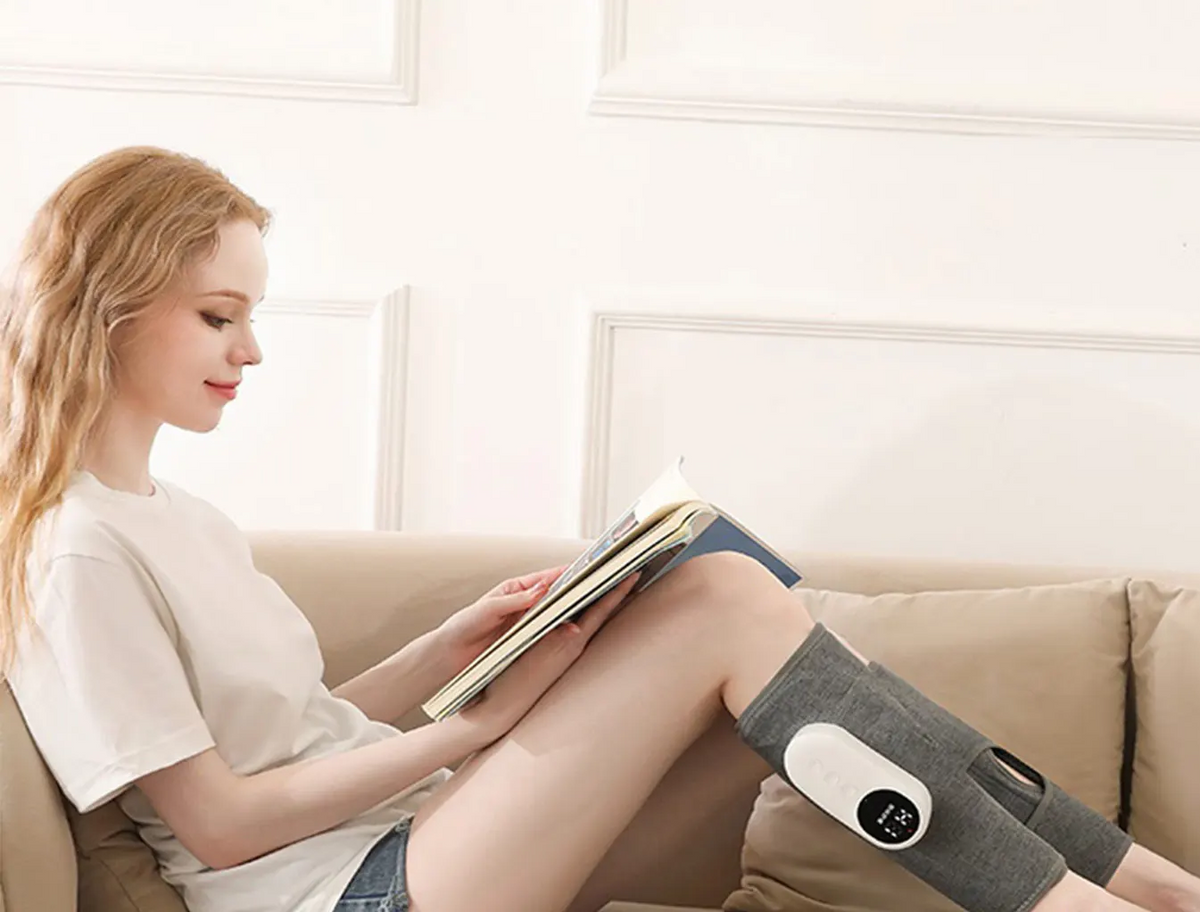 Rechargeable Electric Leg & Foot Massager – Calf Compression Wrap with Heat, Mesh & Linen Comfort, Ideal Holiday Gift