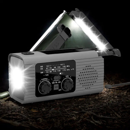 Portable Camping Solar Radio – Multi-Function Hand Crank Emergency Radio with Flashlight, NOAA Alerts, AM/FM, and 3-Way Charging for Survival