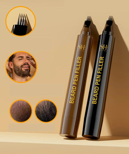 Beard Filler Pen & Brush Set – Waterproof Beard Enhancer for Moustache Definition, Shape, and Lasting Hair Line Repair