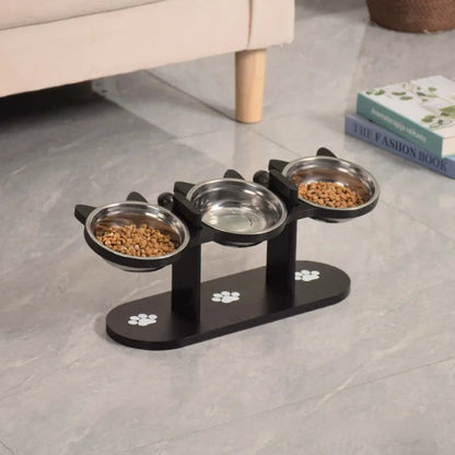 Raised Adjustable Cat & Dog Food Bowl – 15° Tilt Stainless Steel Bowl with 3 Heights for Better Digestion and Neck Comfort for Small Pets