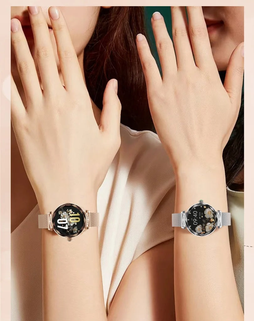 Women’s Fashion Smartwatch with 1.19" AMOLED Screen – Waterproof Fitness Tracker, Heart Monitor & Bluetooth Calling Features