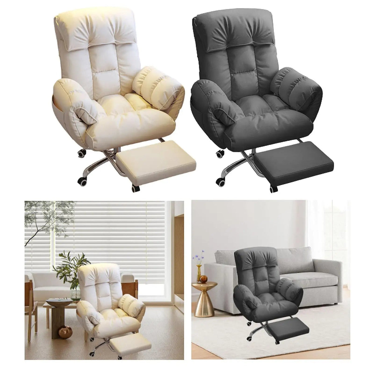 Luxury Executive Office Chair – Reclining Seat with Leg Rest for Work & Relaxation