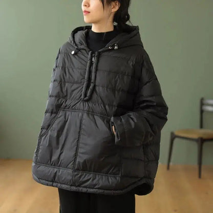 Women Winter Cotton Jacket - Korean Style Loose Fit Hooded Coat, Warm Casual Outerwear for Autumn Winter Street Fashion