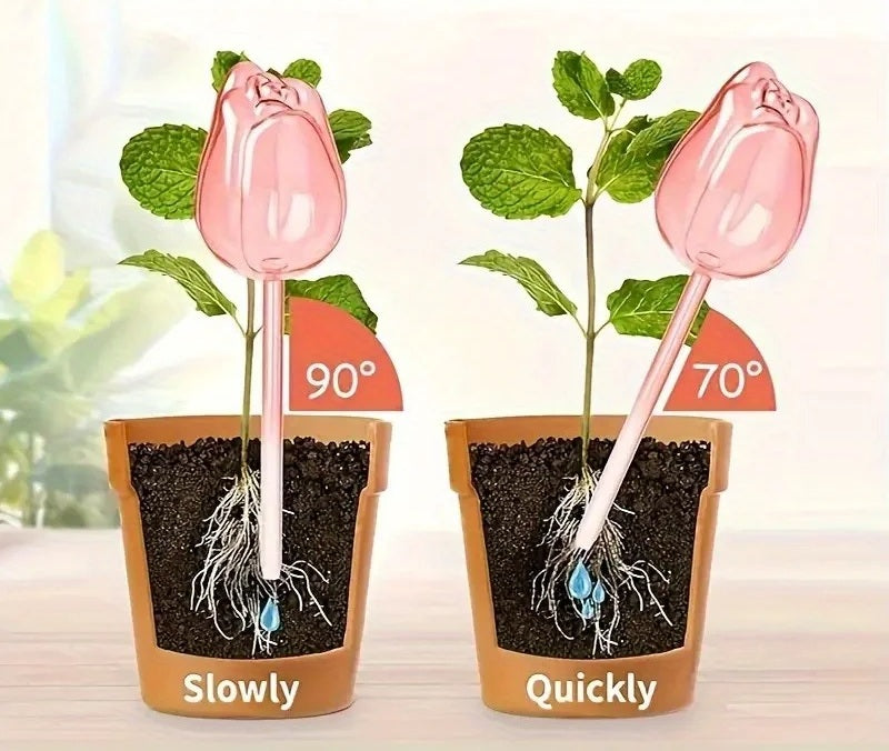 Self-Watering Tulip Plant Balloons – 2/4 Pack Indoor Outdoor Drip Irrigation Tools for Longer Watering with Narrow Spout Design
