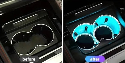 USB LED Mat Car Cup Holder with Light – Luminous Anti-Slip Waterproof Interior Atmosphere Light