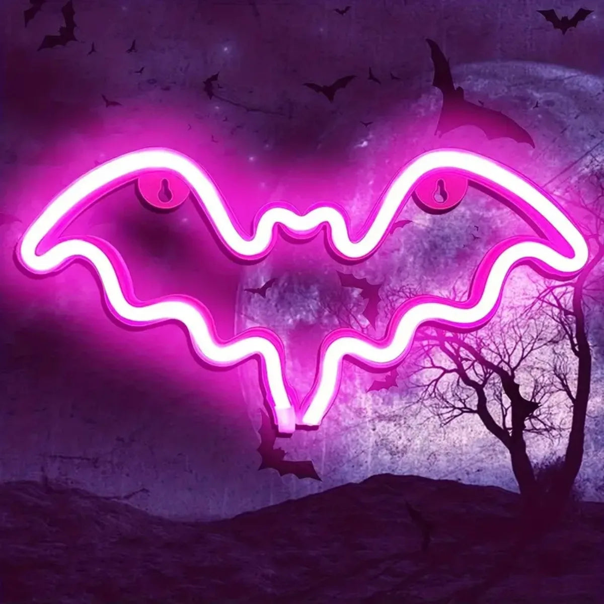 Halloween Bat Ghost Neon Table Lamp – LED Bat And Ghost Shaped Neon Light For Indoor Outdoor Party, Bedroom, Festival Decoration