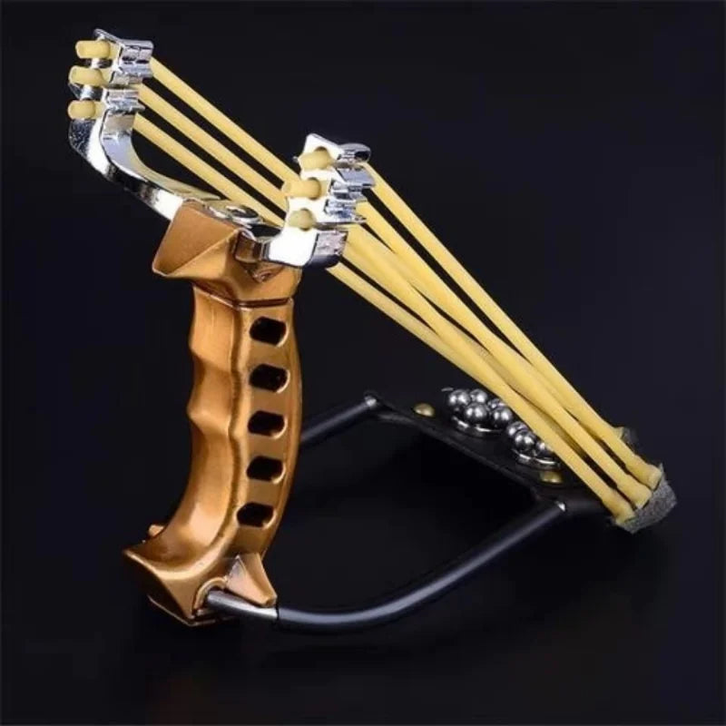 Professional Hunting Slingshot – High Strength Steel, Folding Wrist Support, and Rubber Band Catapult for Precision Shooting