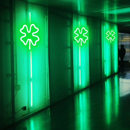 St. Patrick’s Day Green Neon Sign – USB/Battery Wall Light Clover Decor for Holiday Gifting, Parties, Offices & Bedrooms