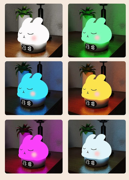 Night Light & Digital Alarm Clock Duck or Bunny Design – Cute Bedside Timer for Kids' Room