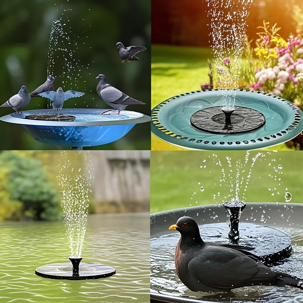 Solar Bird Bath Fountain – Automatic Energy-Efficient Design with 6 Spray Nozzles, Eco-Friendly Blue Outdoor Garden Decor