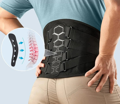 Lumbar Back Support Brace – Ergonomic Spine Design Belt with Adjustable Pull Straps for Men & Women