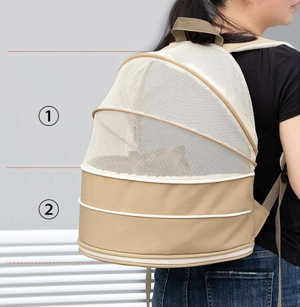 Outdoor Breathable Pet Carrier Backpack – Expandable Mesh Shoulder Bag for Cats & Dogs, Portable Travel Cage for Hiking & Vet Visits