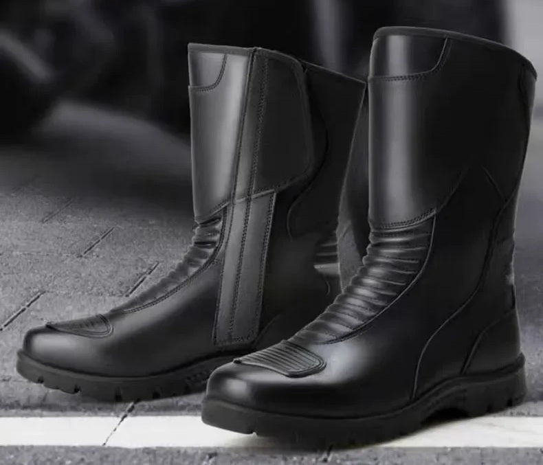 Men’s Classic Motocross Motorcycle Boots – Waterproof Touring Footwear with Reinforced Heel and Toe for Rugged Ride Comfort & Style