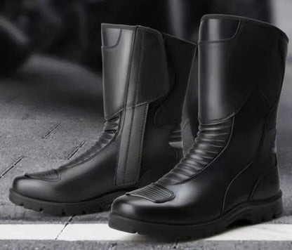 Men’s Classic Motocross Motorcycle Boots – Waterproof Touring Footwear with Reinforced Heel and Toe for Rugged Ride Comfort & Style