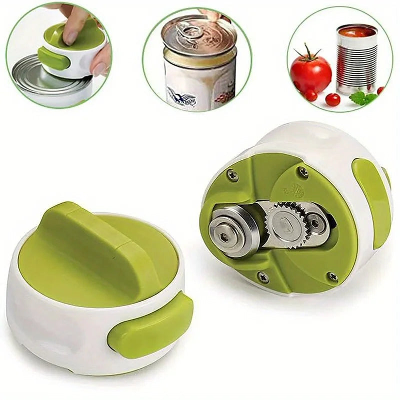 Portable Stainless Steel Can Opener – Easy Twist, Space-Saving Kitchen Tool Designed for Seniors and Everyday Convenience