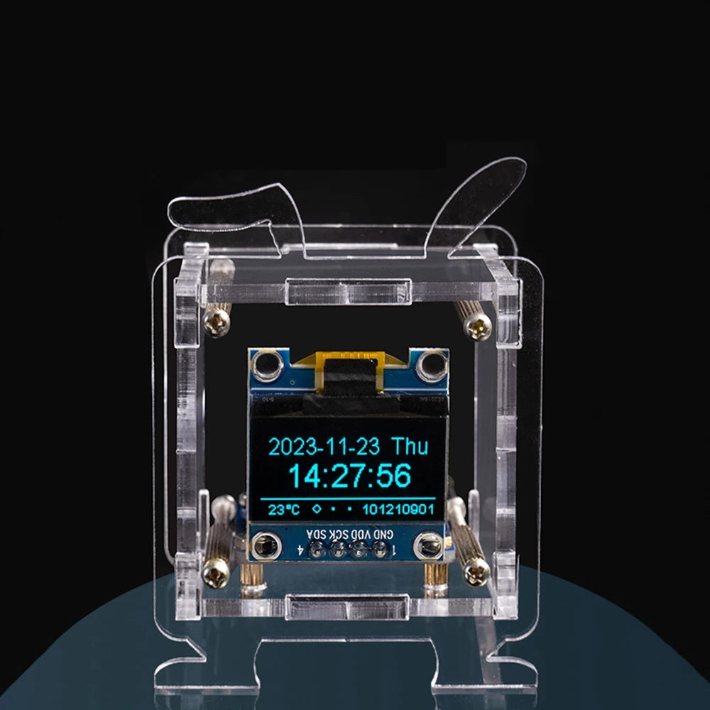 Mini Electronic Clock DIY Kit – 0.96" OLED Display with WiFi and Fun Soldering Assembly for Creative Tech Enthusiasts
