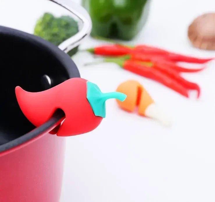 Silicone Anti Spill Pot Lid Holder - Heat Resistant Kitchen Tool for Preventing Overflow and Safe Cooking Convenience