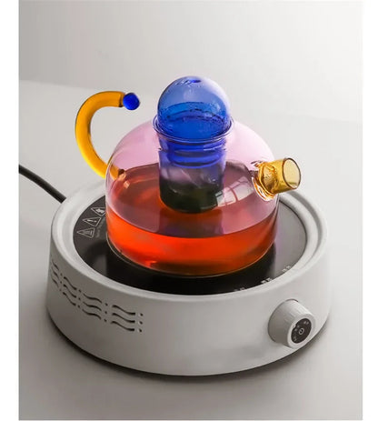 Colorful Glass Teapot Set – Tea Water Separation Filtration Teapot and Cups for Creative Drinkware Brewing