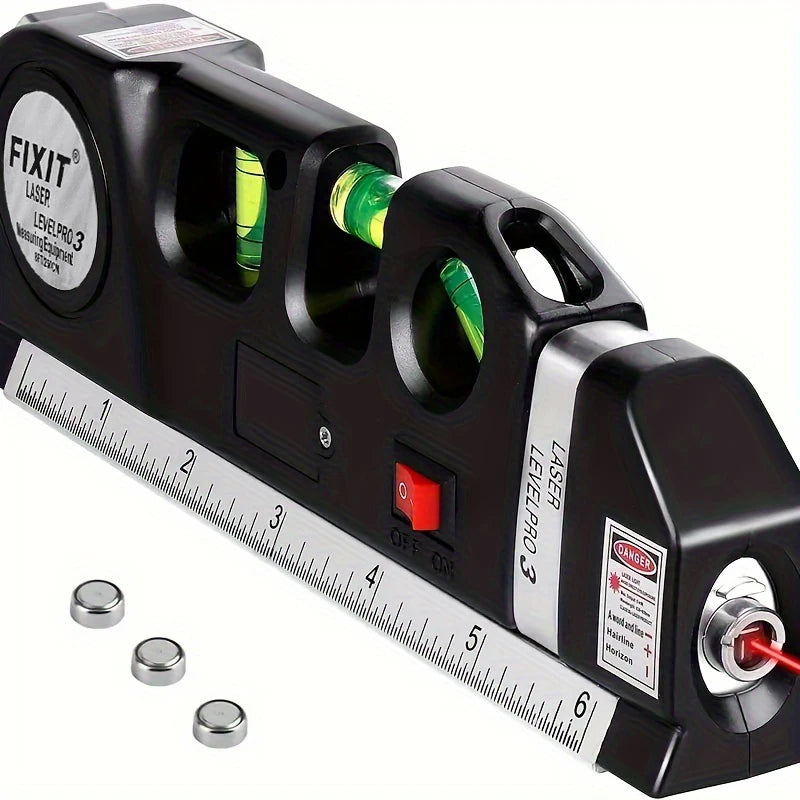 Multi-Purpose Laser Level Tool Kit – Easy Cross Line Laser with 8-Foot Tape Measure for Home Projects