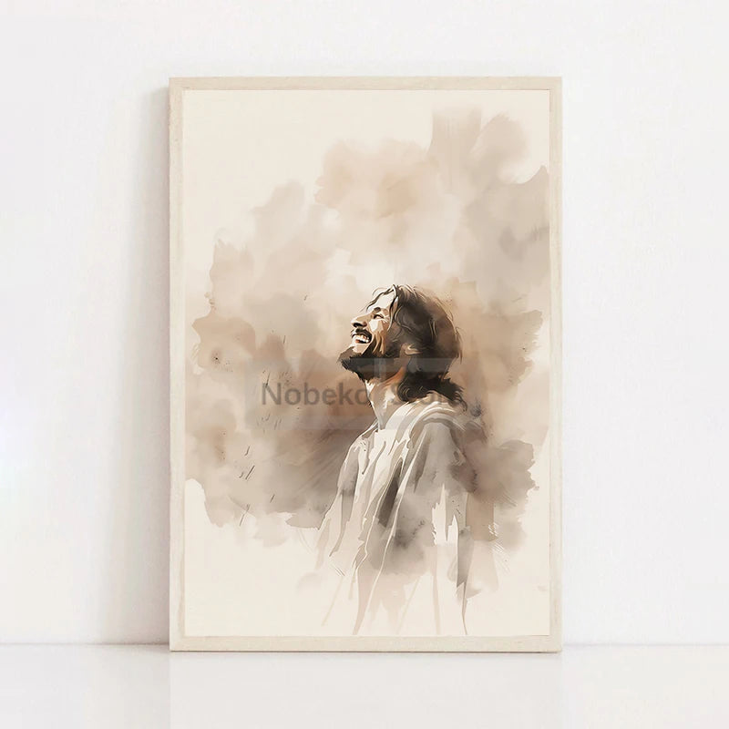 Modern Christian Jesus Poster - Inspirational Bible Verse Canvas Wall Art for Living Room Faith Decor & Religious Gift