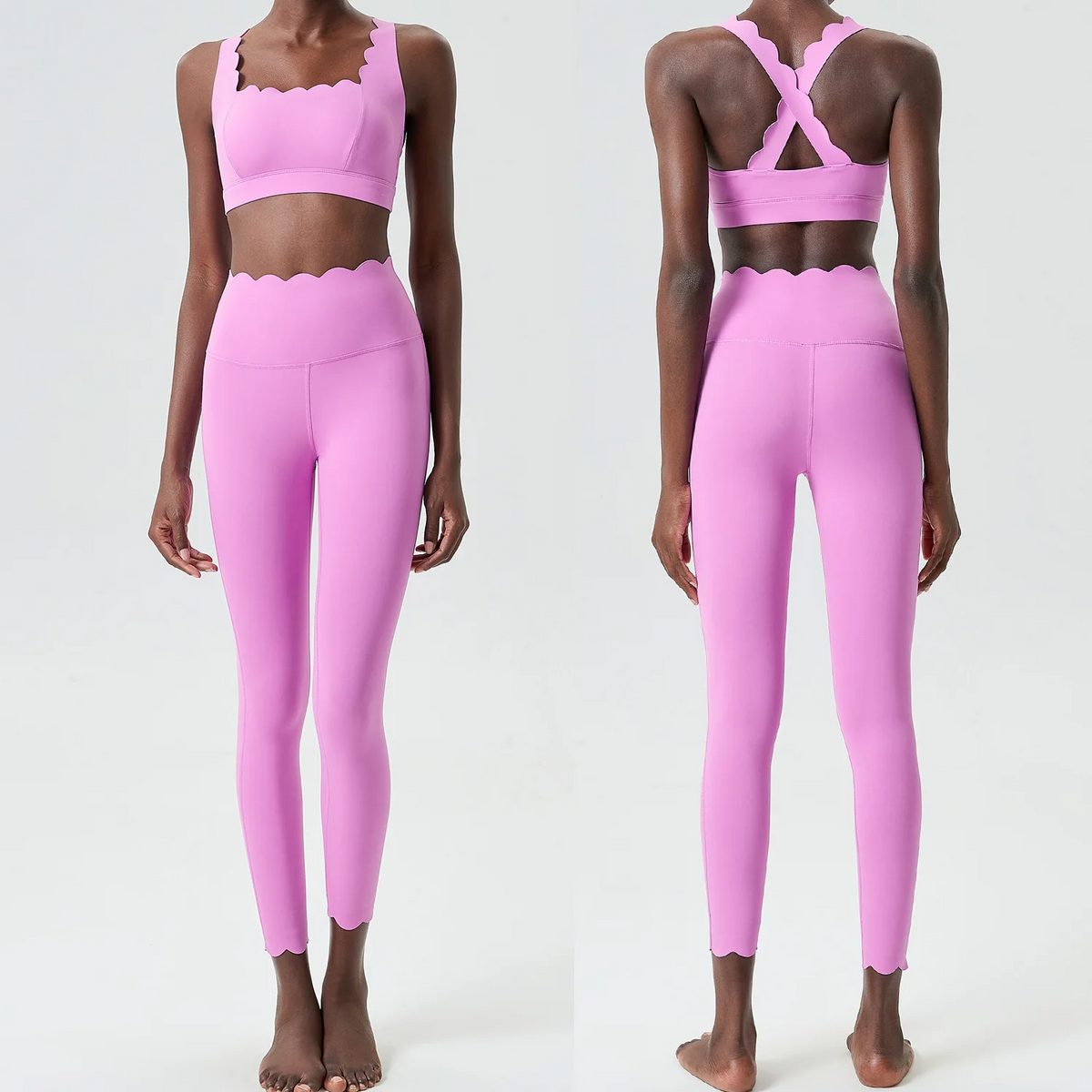 Women’s Solid Color Gym Yoga Set – Breathable Two-Piece Yoga Suit with Stretch Slim Fit Design for Ultimate Comfort and Flexibility