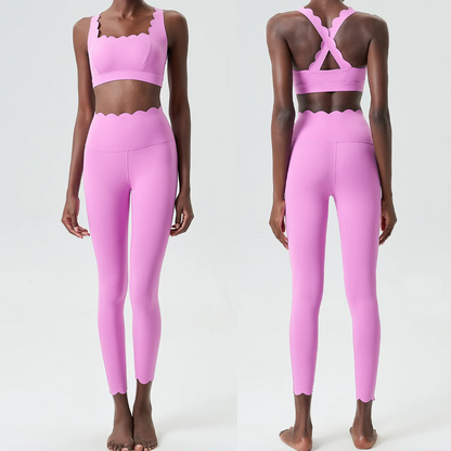 Women’s Solid Color Gym Yoga Set – Breathable Two-Piece Yoga Suit with Stretch Slim Fit Design for Ultimate Comfort and Flexibility