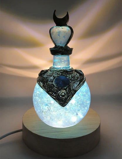Magic Moon Potion Bottle Decoration – Creative Mermaid Aura Fantasy Vial Ornament for Home Office Desktop Display and Collectible Décor