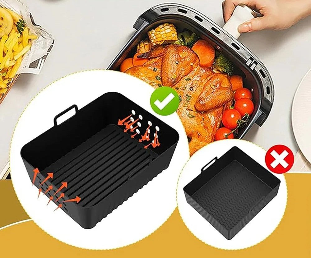 Reusable Silicone Air Fryer Liners – 2-Pack Non-Stick Baking Tray for Ninja XL Basket
