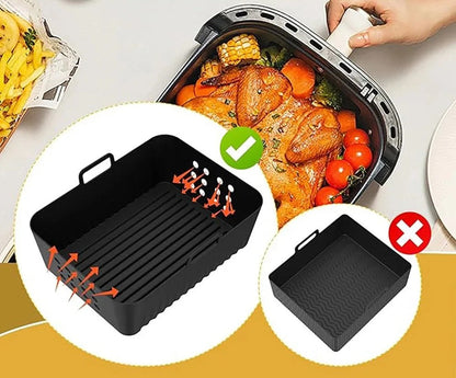 Reusable Silicone Air Fryer Liners – 2-Pack Non-Stick Baking Tray for Ninja XL Basket