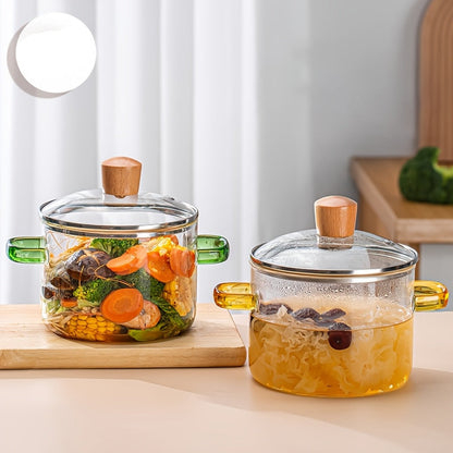 Borosilicate Glass Cooking Pot – 54oz Heat-Resistant Transparent Soup Pot for Stove & Oven, Easy Clean Kitchen Essential