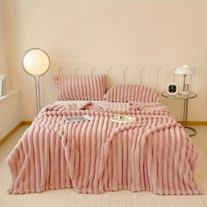 Ultra-Soft Faux Rabbit Fur Sherpa Throw Blanket – Double-Sided Weighted Microfiber Fleece Blanket for Bedroom and Living Room