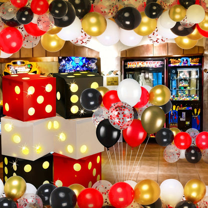 Light-Up Dice Favor Boxes- 6pcs Large Balloon Boxes for Game Night, Birthday Parties, or Retro Casino-Themed Events